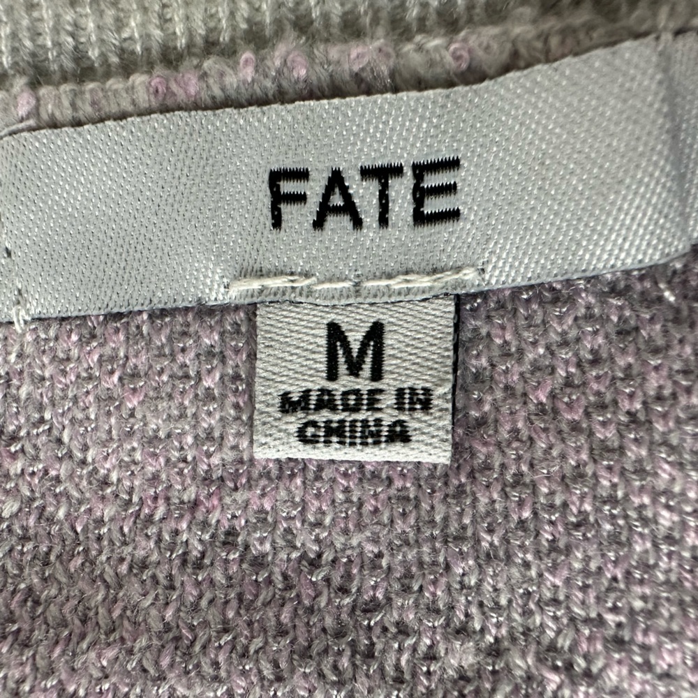 Fate Distressed Frayed Pink & Gray Camo Print Wool Blend Sweater Size M - Picture 6 of 8